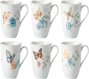 Lenox Butterfly Meadow Dishwasher Safe 6-Piece Tea Mug - Porcelain, White - Picture 1 of 3