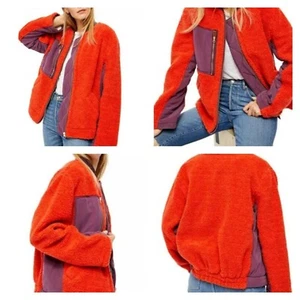 Anthropologie Free People Rivington Sherpa Jacket Chili Pepper sz S nwt - Picture 1 of 4