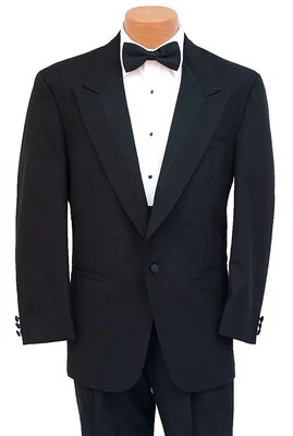 40 Long Mens Black After Six Tuxedo Package Wedding Groom Groomsman Gala Tux - Image 1 of 3