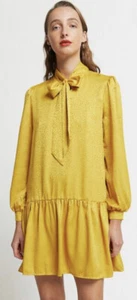 hi there karen walker 10 Drop Waist Dress Mustard Leopard Print Size 10 - Bild 1 von 8