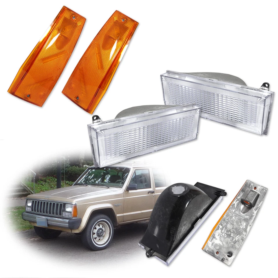 Luces de señal de giro de parachoques y marcador lateral para Jeep Cherokee 84-96 Wagoneer 84-85 Foto 1 de 4