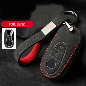 Full Suede Covered Key Fob Remote Protector Holder Cover Case For Benz S-Classc - Picture 1 of 7