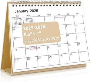 SKYDUE Small Desk Calendar 2025-2026, Jul. 2025 to Dec. 2026, 18 Months Kraft  - Picture 1 of 7