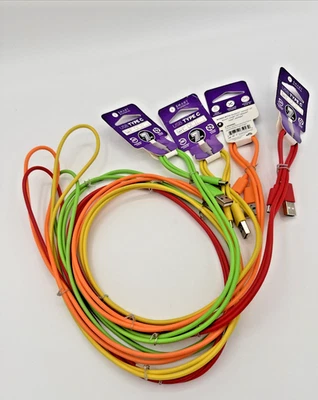 Set of 4-1-Red, Orange, Yellow, Green USB Type C Charge and Sync Cords NWT New - Image 1 of 4