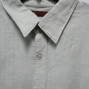 Perry Ellis men's size XL green button-up short sleeve top shirt linen cotton - Picture 1 of 7