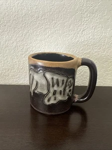 Design By Mara Mexico Fine Art Stoneware Pottery Western Buffalo Bison Mug - Picture 1 of 6