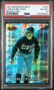 CARLOS BELTRAN 1997 BOWMAN'S BEST ATOMIC REFRACTOR RC ROOKIE #176 PSA 6 - Picture 1 of 3
