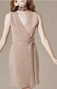 Nuovo abito Diane Von Furstenberg bicolore in maglia avvolgente donna M misto lana cammello DVF - Foto 1 di 9