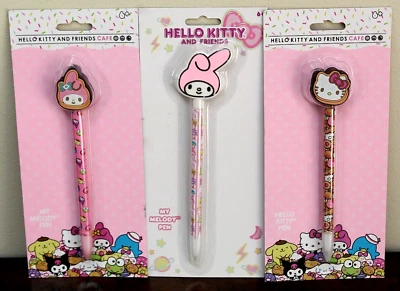 全新 HELLO KITTY + MY MELODY 笔 批量 3 件 收藏 学校用品 粉色 墨水套装 — 第 1/4 张图片