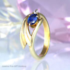 Ring in 585/- yellow gold shiny with 1 diamond approx. 0.02 ct. W/SI and 1 Sapphire