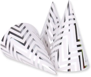 Silver Paper Birthday Party Hats for Kids Adults Women, 10 Pcs - Picture 1 of 12