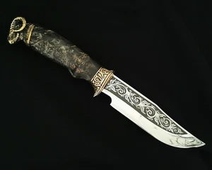 CUCHILLO ARTESANAL PERSONALIZADO DE ALTA CALIDAD TAZA DE ARCE * CAZA ARGALI * # 3 + FUNDA - Imagen 1 de 6