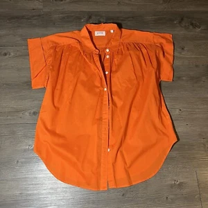Joie Naro orangefarbenes kurzärmliges Baumwollhemd mit Knopfleiste und Kragen Größe M gebraucht, in einwandfreiem Zustand - Bild 1 von 11