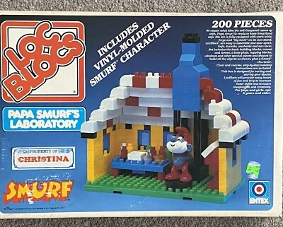 Vintage 1982 Entex Loc Blocs Papa Smurf's Laboratory No. 1476 NO PAPA SMURF - Image 1 of 2