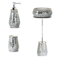 SET ACCESSORI BAGNO CERAMICA MYOSOTIS GEDY BICCHIERE SAPONE DOSATORE SCOPINO