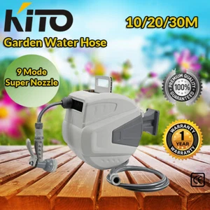 Kito Retractable Garden Water Hose Reel Storage Gun Rewind Wall Mount 10/20/30m - Picture 1 of 5