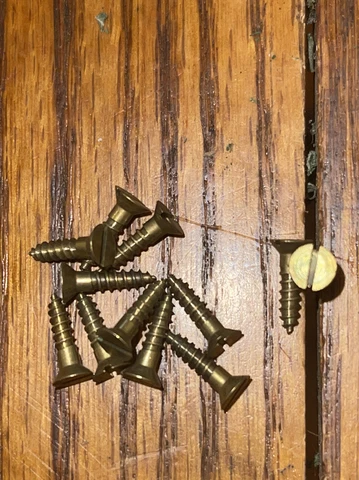 Antique Wood Screws #4 X 1/2 Slotted Flat Head Brass American Made Cover
