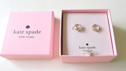 Orecchini Kate Spade New York Bright Ideas placcati oro cristallo trasparente $39 nuovi con scatola