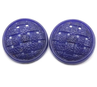Retro Blue Pierced Dome Plastic Buttons 1 1/8" Lot of 2 - Image 1 of 3