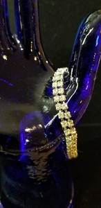 7" DOUBLE STRAND PRONGED FAUX DIAMOND RAINBOW RHINESTONE TENNIS BRACELET, - Picture 1 of 9
