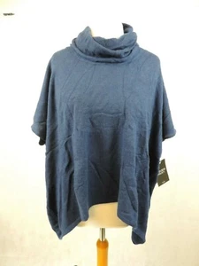 Pure Collection Cashmere Roll Neck Poncho French Navy UK L RRP £199 LN017 VV 14 - Picture 1 of 4
