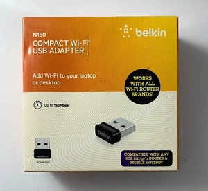 Belkin N150 Compact Wi-Fi USB for Laptop or Desktop Up to 150Mbps - Picture 1 of 1