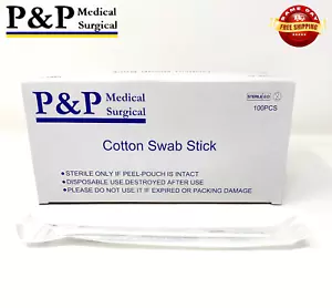 Sterile Cotton Tipped Applicator Swabstick 6" by P&P MEDICAL SURGICAL Box of 500 - Picture 1 of 12