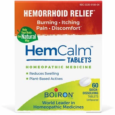 Boiron HemCalm 60 Tablets- Homeopathic Medicine for Hemorrhoid Relief - Image 1 of 4