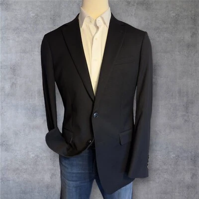 PRONTO UOMO Mens Blazer Sport Coat Two Button Jacket 44L Black Strech WOOL - Image 1 of 4