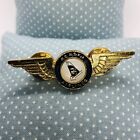Vtg Alaska Airlines Gold Tone Metal Pilot Wings w/ Tailfin Logo