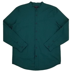 Shaquille O'Neal XLG Mens Green Long Sleeve Woven Banded Collar Dress Shirt - Picture 1 of 1
