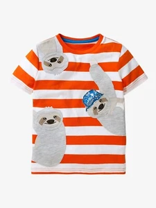 Mini Boden Sloth Applique Shirt Orange NWT New 7-8 - Picture 1 of 8