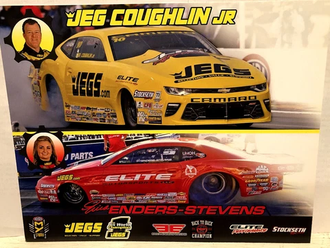 2017 ERICA ENDERS & JEG COUGHLIN JR CAMAROS NHRA PRO STOCK DRAG RACING POSTCARD Cover