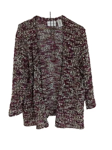 Alfred Dunner Women's M Shiny Open Front Cardigan Top With Necklace - Picture 1 of 8
