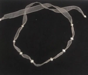 19 Pink Pearls On Pink Ribbon Choker 73cms Tie Closure - Picture 1 of 3