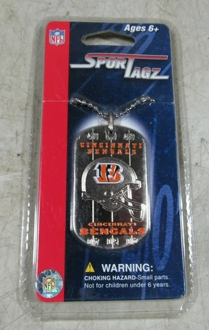 Vintage NFL Football Sport Tagz Dog Tag Necklace NOS New Cincinnati Bengals Cover