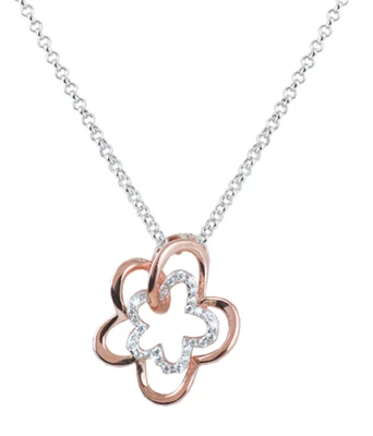 collana ciondolo argento 925 bluamante zirconi fiore zirconi gioiello - Immagine 1 di 3