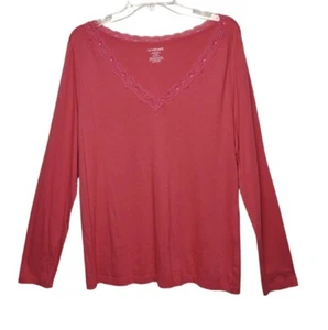 Lane Bryant Long Sleeve T Shirt Lace V Neck Cotton Modal NWT New - Picture 1 of 7