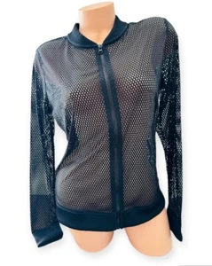 Victoria’s Secret Giacca Sportiva Bomber Full Zip Maglia Nero Large - Foto 1 di 5