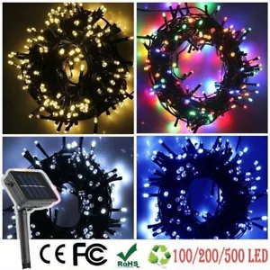 100/200/500 LED Solar Power Fairy Garden Lights String Outdoor Party Wedding UK - Picture 1 of 23