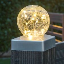 Zaunpfosten Leuchte Solar LED für Zaunpfähle Garten Pfostenkappen Crackle Glas