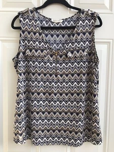 Perception Concept Damen 1/4 Zip Geometrisches Muster Top Ärmellos Größe L Stretchig - Bild 1 von 9