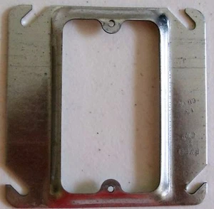 RACO- Hubbell #8771X Mud-ring square box cover, 4" Raised ¼” gray, steel - Picture 1 of 3