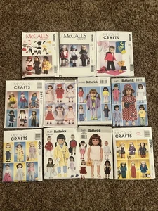 Lot of 11 McCall’s Butterick Sewing Patterns Doll Clothes - American Girl Etc - Picture 1 of 12