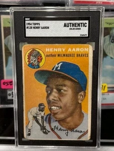 1954 Topps Hank Aaron Rookie Card (RC) – SGC AUTHENTIC – Strong Eye Appeal - Picture 1 of 3