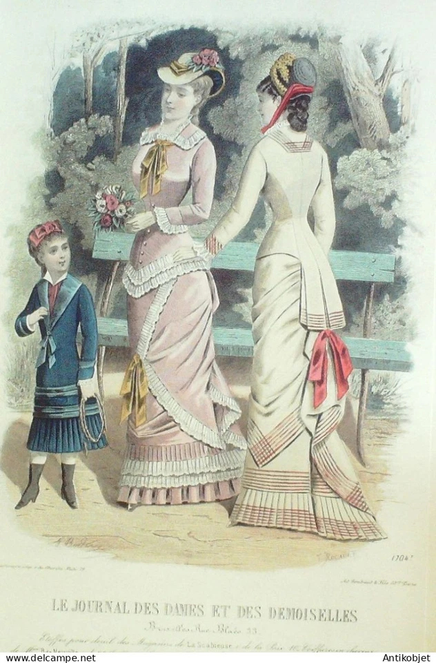 Gravure Mode J.Dames & Demoiselles 1874 # 1704 (Old Fashion plate) - Photo 1/1