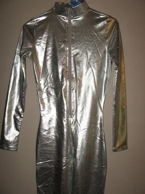 Nuevo Unisex Plateado Unitardo Leotardo Disfraz Juegos con disfraces Superhéroe Halloween Robot Foto 1 de 4