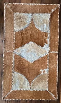 "Alfombra Western Cuero Natural Piel de Novillo Patchwork De Colección MCM Rústica Boho 31"" X 54""" Foto 1 de 4