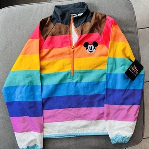 NEW Mickey Mouse 1/2 Zip Pullover Jacket Adult Disney Parks Rainbow Pride Small - Picture 1 of 1