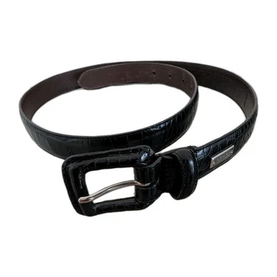 Cinturón Coach Artesanal Piel de becerro Negro Cocodrilo Repujado 8571 Talla M Excelente  Foto 1 de 4